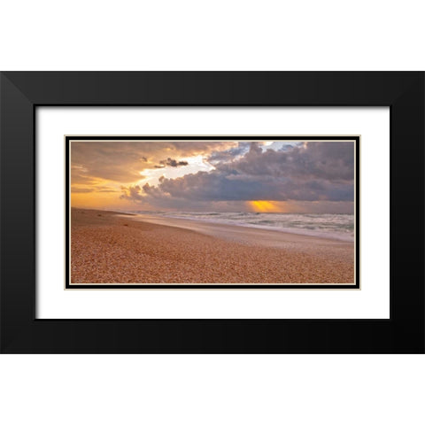 Beach at sunset, Palmachim, Israel Black Modern Wood Framed Art Print with Double Matting by Frank, Assaf