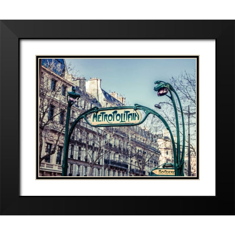 Paris Metro sign Black Modern Wood Framed Art Print with Double Matting by Frank, Assaf
