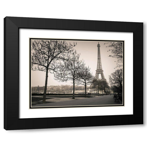 Pathway to Eiffel tower-Paris Black Modern Wood Framed Art Print with Double Matting by Frank, Assaf