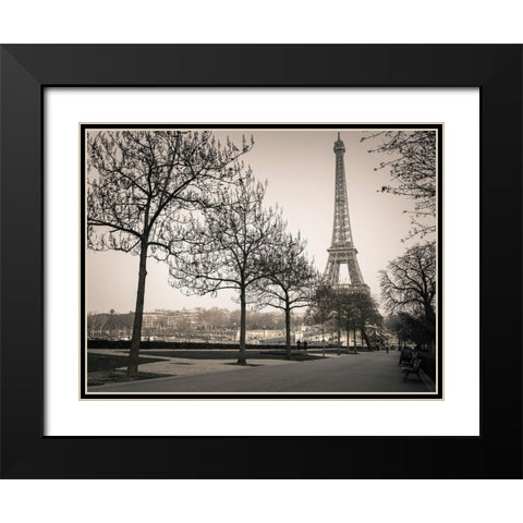 Pathway to Eiffel tower-Paris Black Modern Wood Framed Art Print with Double Matting by Frank, Assaf