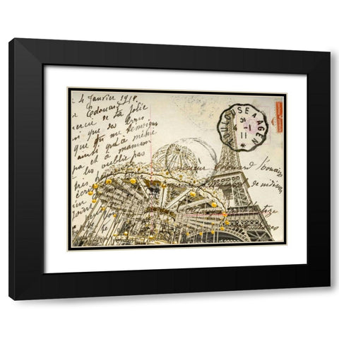 Carousel with the Eiffel tower in the background Black Modern Wood Framed Art Print with Double Matting by Frank, Assaf