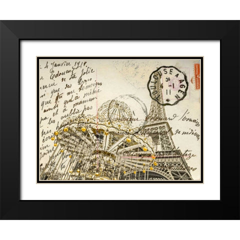 Carousel with the Eiffel tower in the background Black Modern Wood Framed Art Print with Double Matting by Frank, Assaf