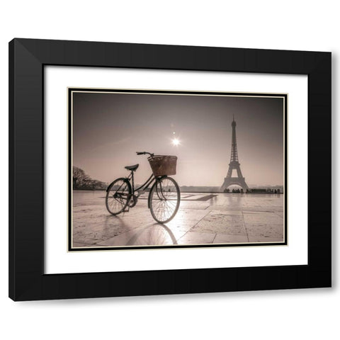 Bicycle in front of Eiffel tower, Paris, France Black Modern Wood Framed Art Print with Double Matting by Frank, Assaf