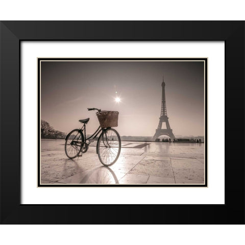 Bicycle in front of Eiffel tower, Paris, France Black Modern Wood Framed Art Print with Double Matting by Frank, Assaf
