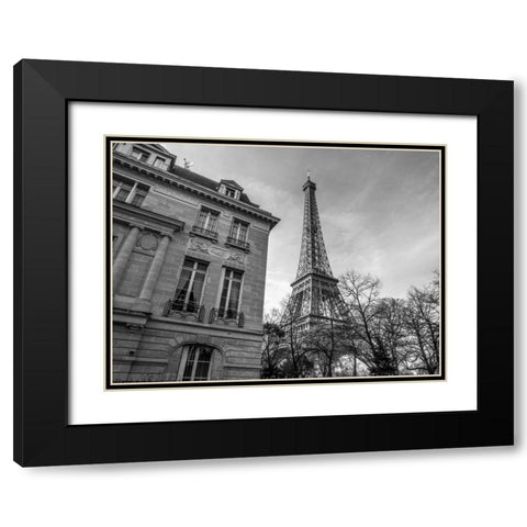 Old building next to Eiffel tower, Paris, France Black Modern Wood Framed Art Print with Double Matting by Frank, Assaf