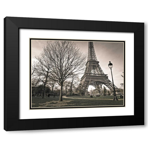 View of Eiffel tower from park, Paris, France Black Modern Wood Framed Art Print with Double Matting by Frank, Assaf