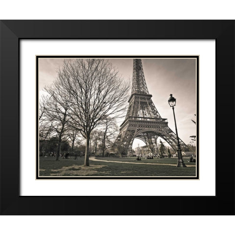 View of Eiffel tower from park, Paris, France Black Modern Wood Framed Art Print with Double Matting by Frank, Assaf