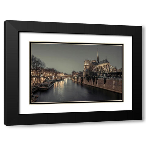 Notre-Dame de Paris-France Black Modern Wood Framed Art Print with Double Matting by Frank, Assaf