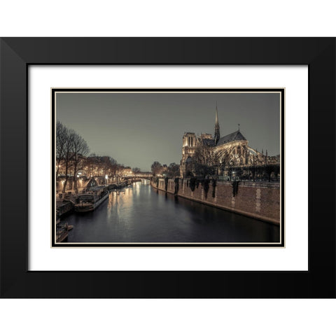 Notre-Dame de Paris-France Black Modern Wood Framed Art Print with Double Matting by Frank, Assaf