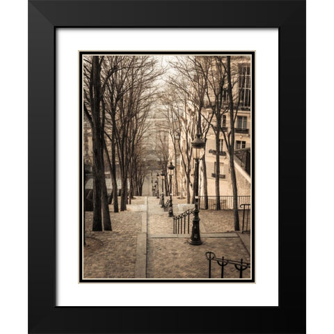 The famous staircase in Montmartre, Paris, France Black Modern Wood Framed Art Print with Double Matting by Frank, Assaf