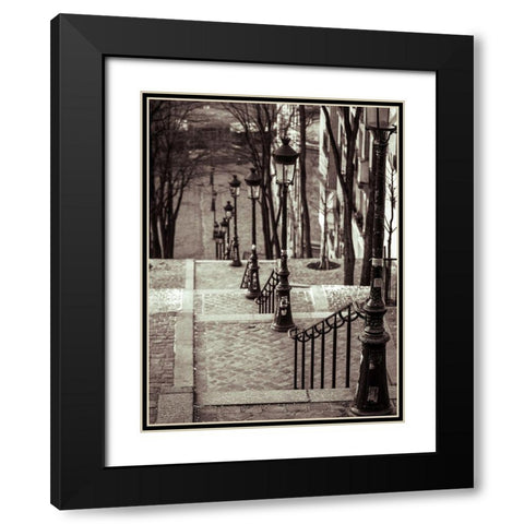 The famous staircase in Montmartre-Paris-France Black Modern Wood Framed Art Print with Double Matting by Frank, Assaf