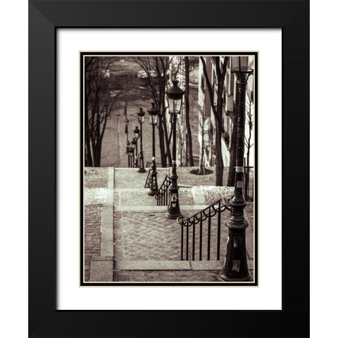 The famous staircase in Montmartre-Paris-France Black Modern Wood Framed Art Print with Double Matting by Frank, Assaf