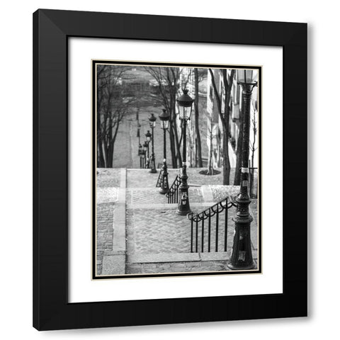 The famous staircase in Montmartre-Paris-France Black Modern Wood Framed Art Print with Double Matting by Frank, Assaf