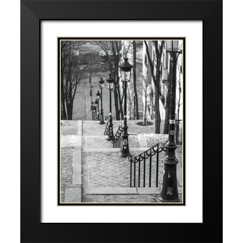 The famous staircase in Montmartre-Paris-France Black Modern Wood Framed Art Print with Double Matting by Frank, Assaf