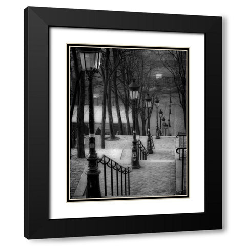 The famous staircase in Montmartre, Paris, France Black Modern Wood Framed Art Print with Double Matting by Frank, Assaf