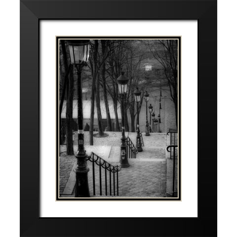 The famous staircase in Montmartre, Paris, France Black Modern Wood Framed Art Print with Double Matting by Frank, Assaf