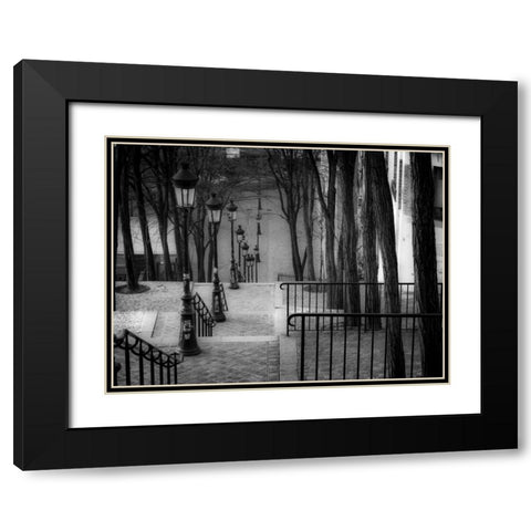 The famous staircase in Montmartre, Paris, France Black Modern Wood Framed Art Print with Double Matting by Frank, Assaf
