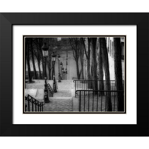 The famous staircase in Montmartre, Paris, France Black Modern Wood Framed Art Print with Double Matting by Frank, Assaf