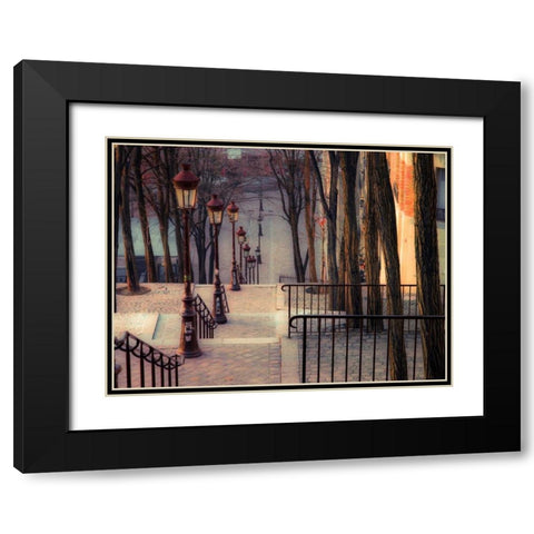 The famous staircase in Montmartre, Paris, France Black Modern Wood Framed Art Print with Double Matting by Frank, Assaf