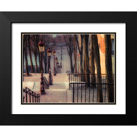 The famous staircase in Montmartre, Paris, France Black Modern Wood Framed Art Print with Double Matting by Frank, Assaf