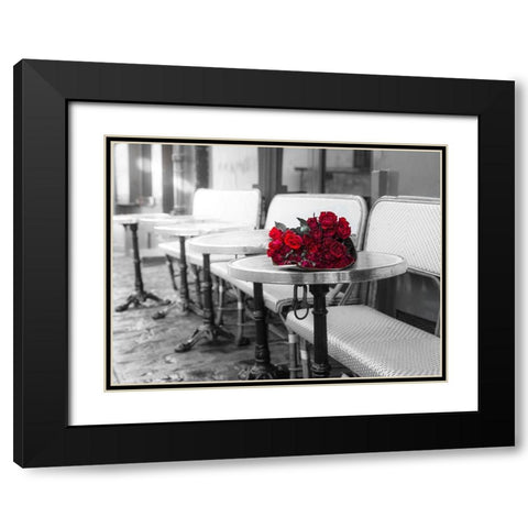 Bunch of flowers on cafe table Black Modern Wood Framed Art Print with Double Matting by Frank, Assaf