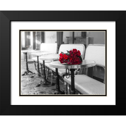 Bunch of flowers on cafe table Black Modern Wood Framed Art Print with Double Matting by Frank, Assaf