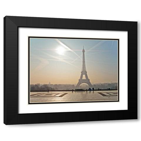 Famous Eiffel tower, Paris, France Black Modern Wood Framed Art Print with Double Matting by Frank, Assaf