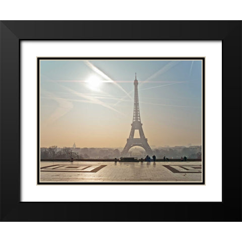 Famous Eiffel tower, Paris, France Black Modern Wood Framed Art Print with Double Matting by Frank, Assaf
