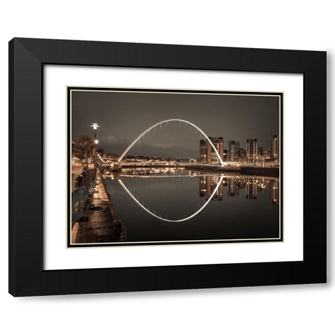 Gateshead Millenium Bridge, Newcastle Upon Tyne, FTBR-1877 Black Modern Wood Framed Art Print with Double Matting by Frank, Assaf