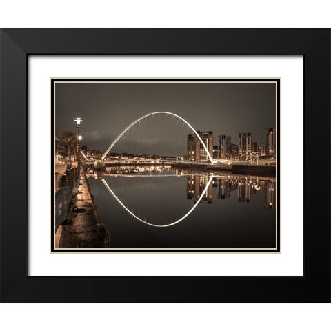 Gateshead Millenium Bridge, Newcastle Upon Tyne, FTBR-1877 Black Modern Wood Framed Art Print with Double Matting by Frank, Assaf
