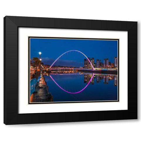 Gateshead Millenium Bridge, Newcastle Upon Tyne, FTBR-1876 Black Modern Wood Framed Art Print with Double Matting by Frank, Assaf