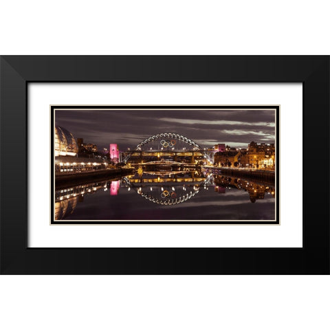 The Tyne bridge, Newcastle Upon Tyne, FTBR-1880 Black Modern Wood Framed Art Print with Double Matting by Frank, Assaf
