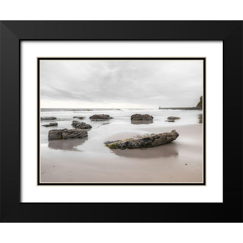 Rocks on a sandy beach Black Modern Wood Framed Art Print with Double Matting by Frank, Assaf