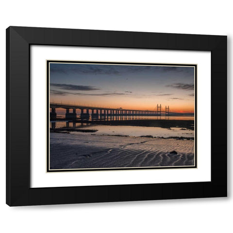 Severn Bridge at Dusk, Wales, UK Black Modern Wood Framed Art Print with Double Matting by Frank, Assaf