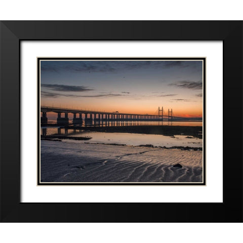Severn Bridge at Dusk, Wales, UK Black Modern Wood Framed Art Print with Double Matting by Frank, Assaf