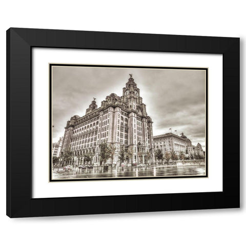 Royal Liver Building, Liverpool, FTBR-1866 Black Modern Wood Framed Art Print with Double Matting by Frank, Assaf