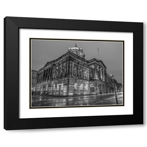 Town Hall Building at night, Liverpool, FTBR-1868 Black Modern Wood Framed Art Print with Double Matting by Frank, Assaf