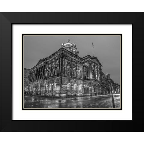 Town Hall Building at night, Liverpool, FTBR-1868 Black Modern Wood Framed Art Print with Double Matting by Frank, Assaf