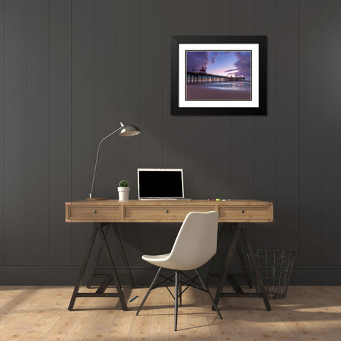 Blackpool sea shore with jetty Black Modern Wood Framed Art Print with Double Matting by Frank, Assaf