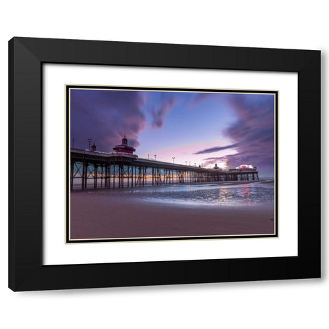 Blackpool sea shore with jetty Black Modern Wood Framed Art Print with Double Matting by Frank, Assaf