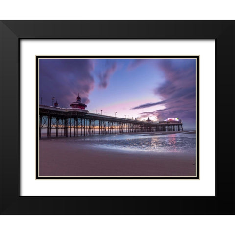 Blackpool sea shore with jetty Black Modern Wood Framed Art Print with Double Matting by Frank, Assaf