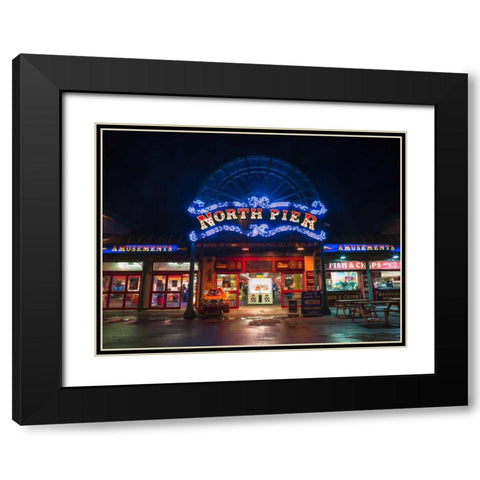 North Pier, Blackpool Black Modern Wood Framed Art Print with Double Matting by Frank, Assaf
