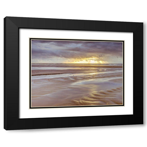 Sunset, Blackpool Beach, UK Black Modern Wood Framed Art Print with Double Matting by Frank, Assaf