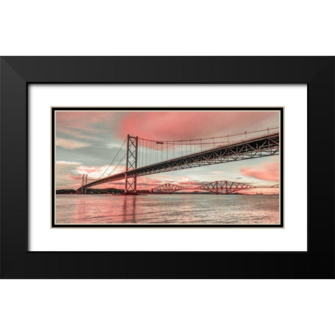 Forth Road Birdge at dusk Black Modern Wood Framed Art Print with Double Matting by Frank, Assaf