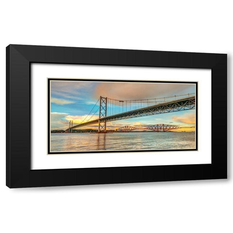 Forth Road Bridge at dusk, FTBR-1861 Black Modern Wood Framed Art Print with Double Matting by Frank, Assaf
