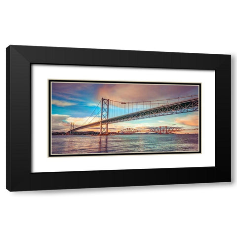 Forth Road Birdge at dusk Black Modern Wood Framed Art Print with Double Matting by Frank, Assaf