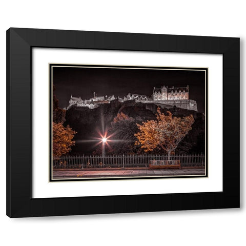 Edinburgh Castle at night, FTBR-1859 Black Modern Wood Framed Art Print with Double Matting by Frank, Assaf
