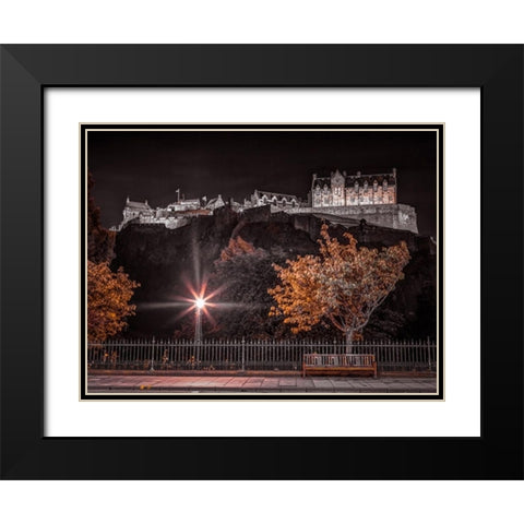 Edinburgh Castle at night, FTBR-1859 Black Modern Wood Framed Art Print with Double Matting by Frank, Assaf