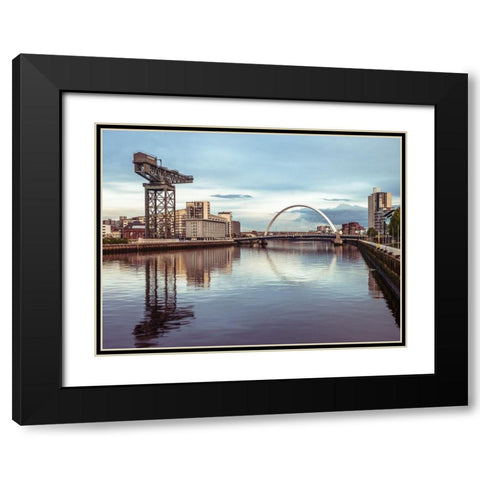 View along the river Clyde, Glasgow, FTBR-1886 Black Modern Wood Framed Art Print with Double Matting by Frank, Assaf