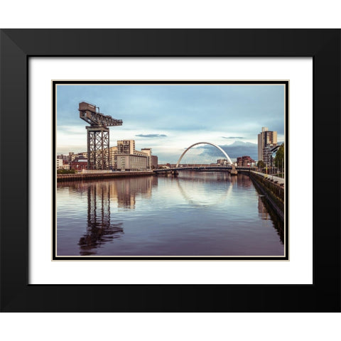 View along the river Clyde, Glasgow, FTBR-1886 Black Modern Wood Framed Art Print with Double Matting by Frank, Assaf